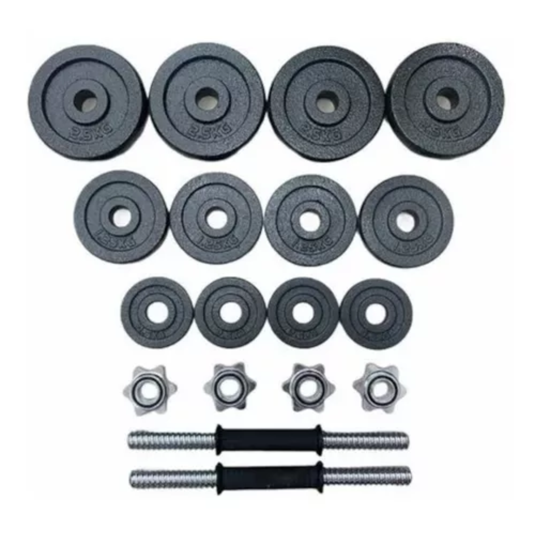 Kit De Mancuernas Pesas 20 Kg Negras