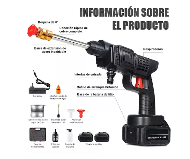 Hidrolavadora Portátil 2 Baterías