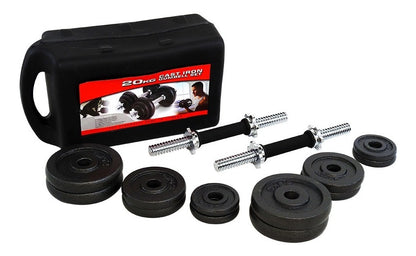Kit De Mancuernas Pesas 20 Kg Negras